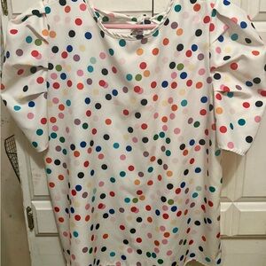 Colorful Playful Confetti Polka Dot Puff Sleeve Shirt